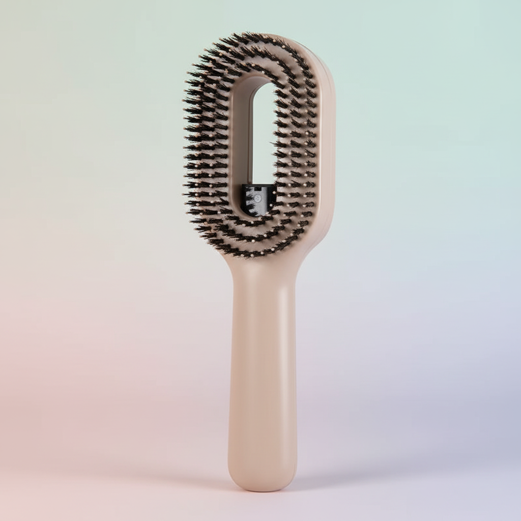 Complete hair brush with pastel background
